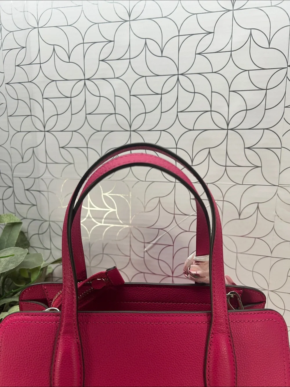 2717 kate spade Hot Pink Leather Satchel with Cherry Charm 852717